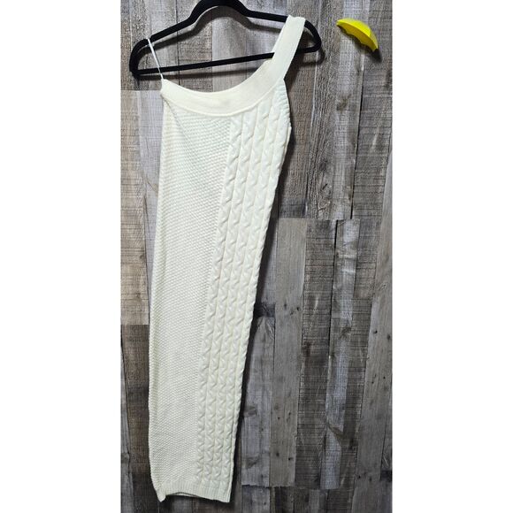 Melrose With Love Cream Knit One Shoulder Bodycon Maxi Dress NWT - Picture 1 of 4